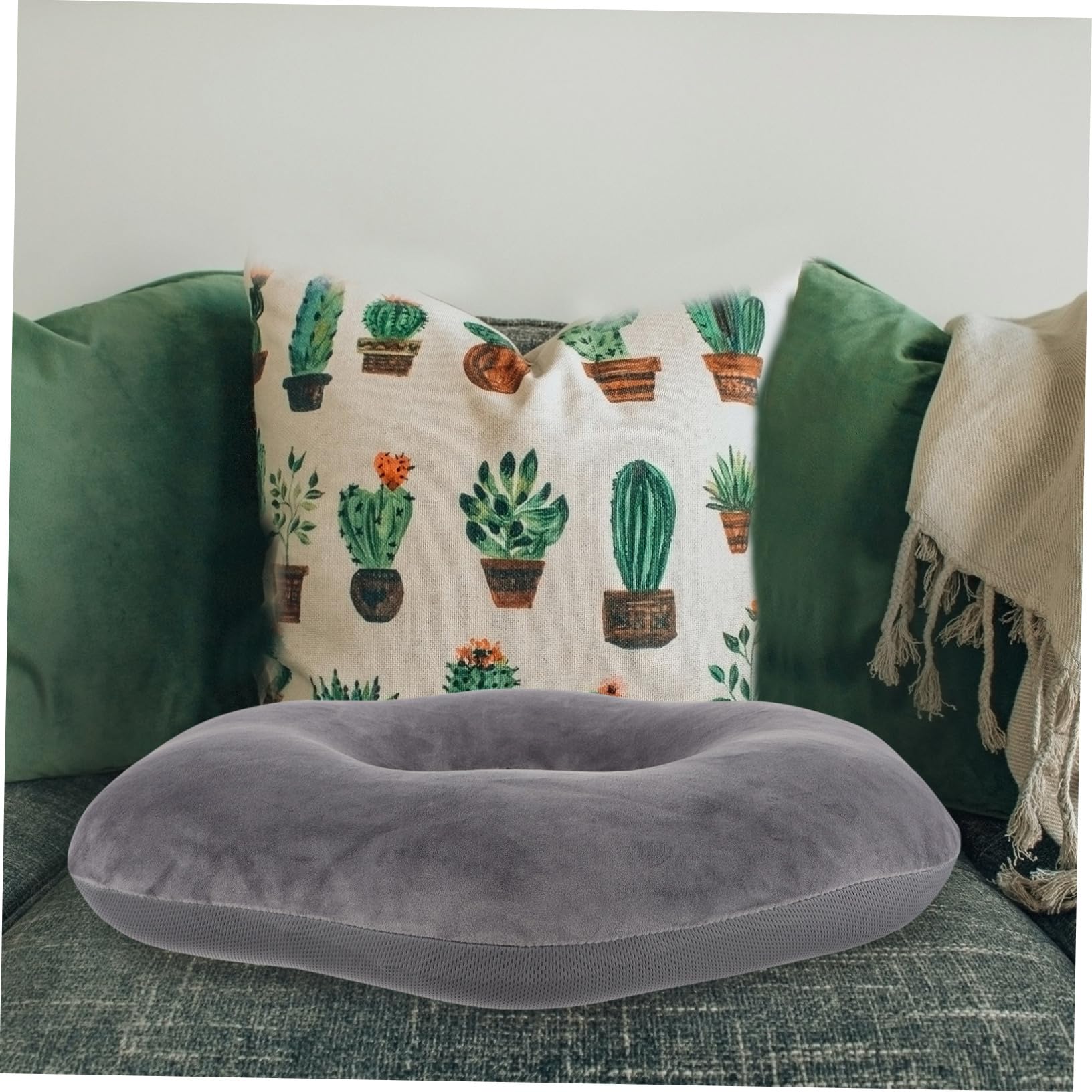 CONGARTENO Pad Chair Cushions Pillows for Couch Seat Cushion Round Seat Cushions Postpartum Pillow Bedsore Sitting Mat Bed Treatment Hemorrhoids Cushion Cotton Grey