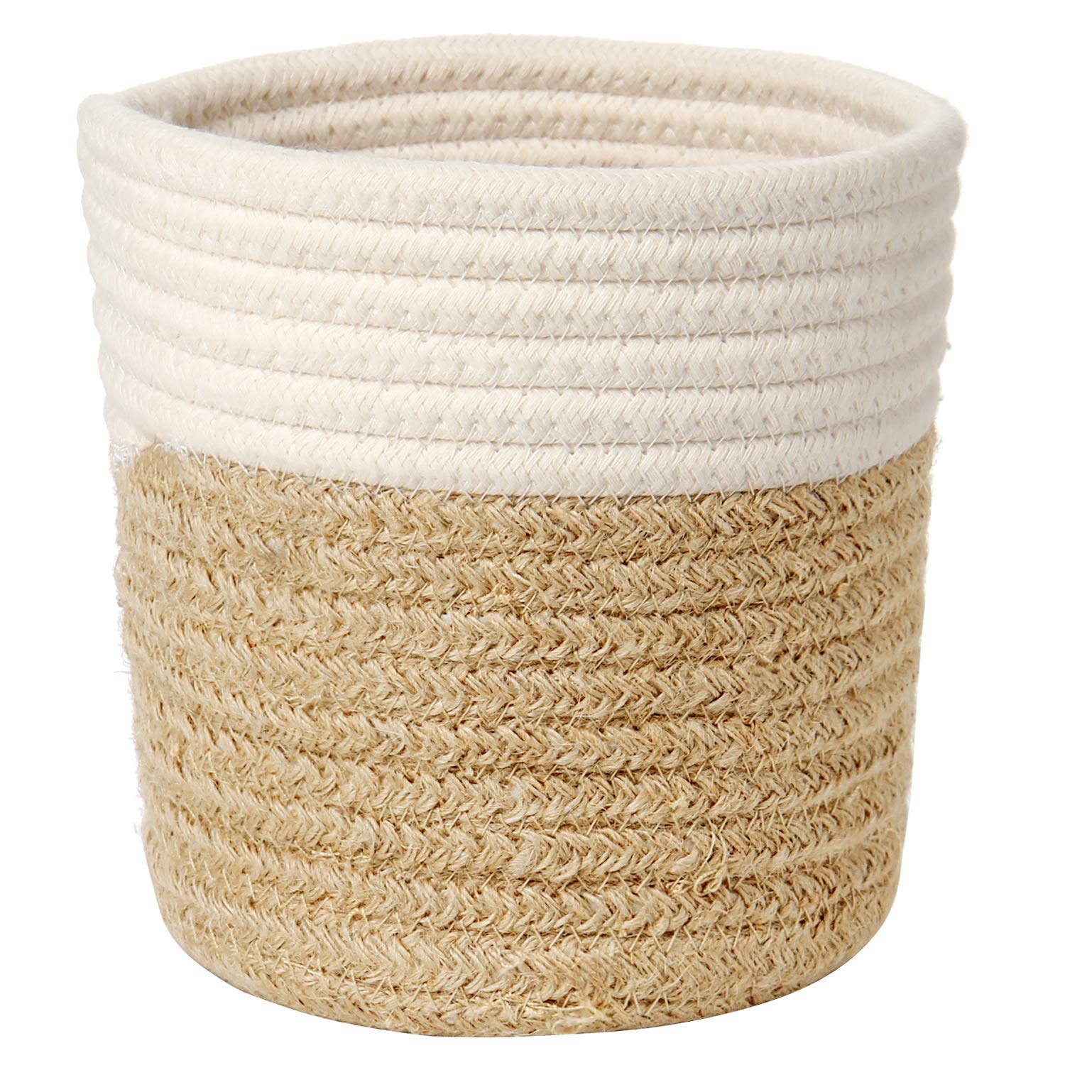 Briful Cesta tejida de cuerda de algodón de 15 x 15 cm, macetas de yute para interiores, cestas de almacenamiento para plantas, juguetes, manualidades, decoración moderna del hogar