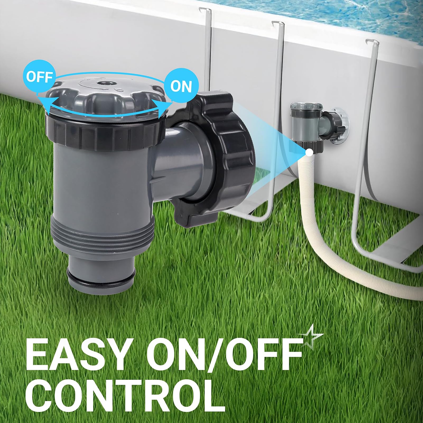 Absperrhahn Pool 38mm für Hnemix Intex Coleman Pool Zubehör, Kolbenventil Pool Anschlüsse, Pool Ersatzteile für Oberirdische Schwimmbecken und Poolfilterpumpe (38mm*2)
