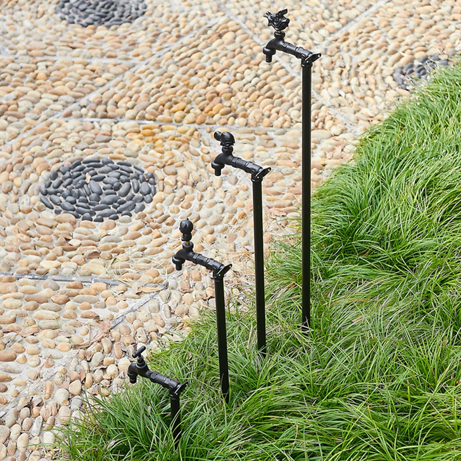 Colonne d'arrosage extérieure entièrement en cuivre avec Double Robinet - Robinet de Jardin Vertical résistant au Gel, Durable et Efficace pour l'arrosage des Cours et Le