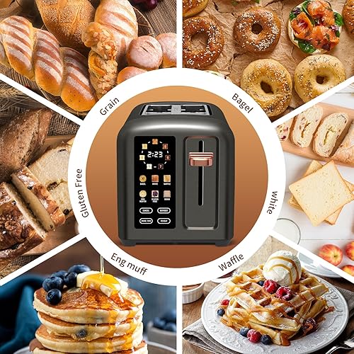 Vista 3 de SEEDEEM Toaster 2 Slice, Touch Control Stainless Toaster LCD Display, 50% Faster Heating Speed, 1.4'' Wide Slots, More Timer Functions, Removable
