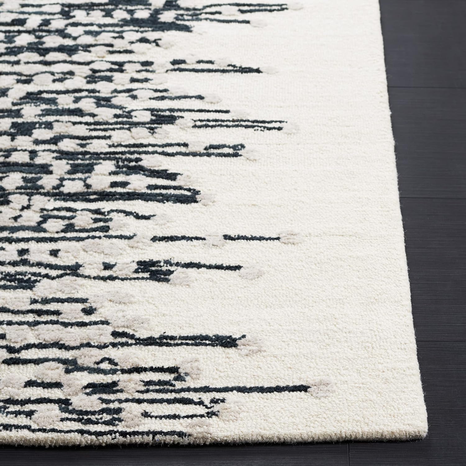 SAFAVIEH Metro Collection Runner Rug - 2'3" x 9', Black & Ivory, Modern Design, Handmade Wool, Ideal for The Living Room, Bedroom, Dining Room (MET175Z-29)