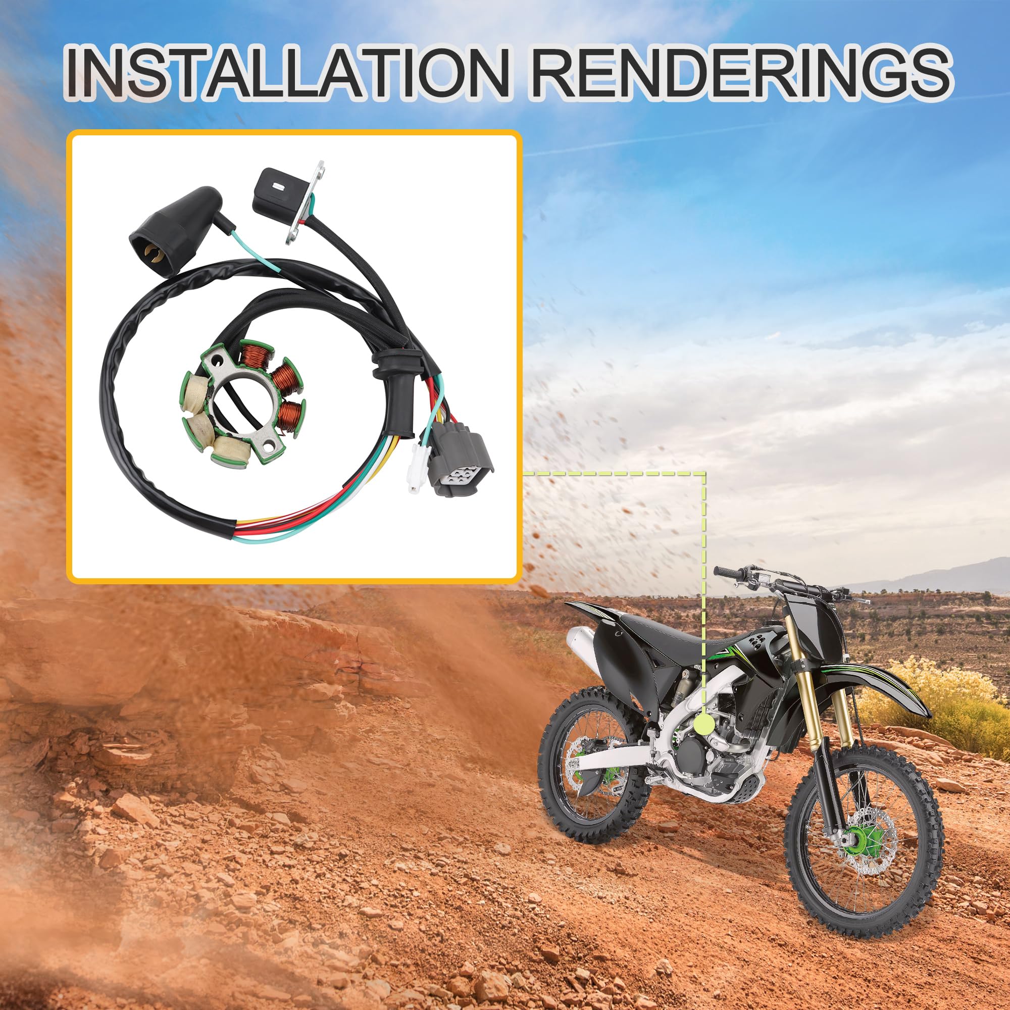 GOOFIT Bobina de Estator Magneto Reemplazar Para KX 250 F KX250F 2004-2010 21003-0015 21003-0048 21003-0027 21003-0091 2005 2006 2007 2008