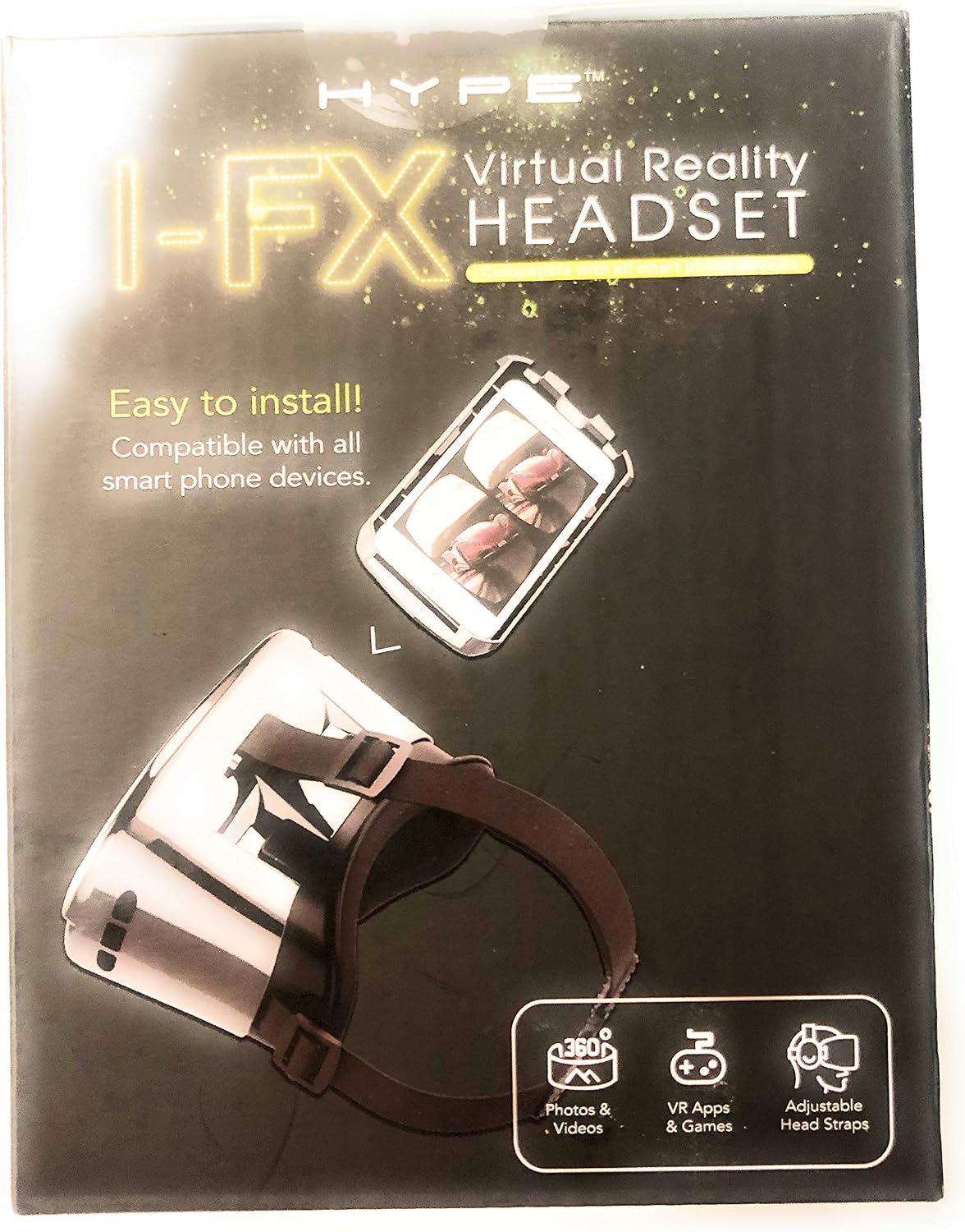 Alta Metallic Black Virtual Reality Headset for Apple iPhone Samsung Android 360 View