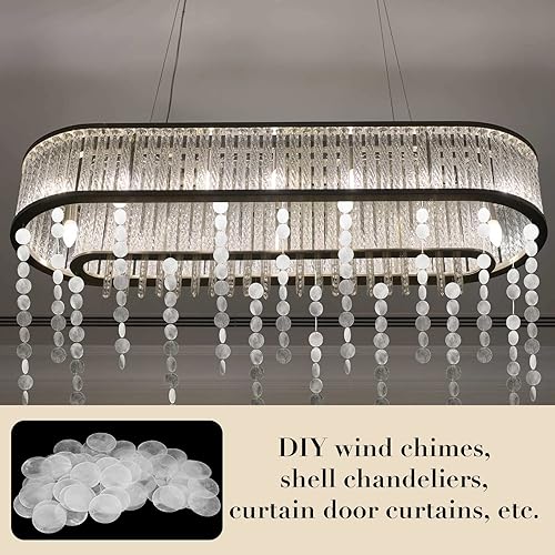 Miniatura 5 de Wesiti Capiz - Conchas naturales redondas de 2 pulgadas para manualidades con 2 agujeros para campanillas de viento, para colgar manualidades (180