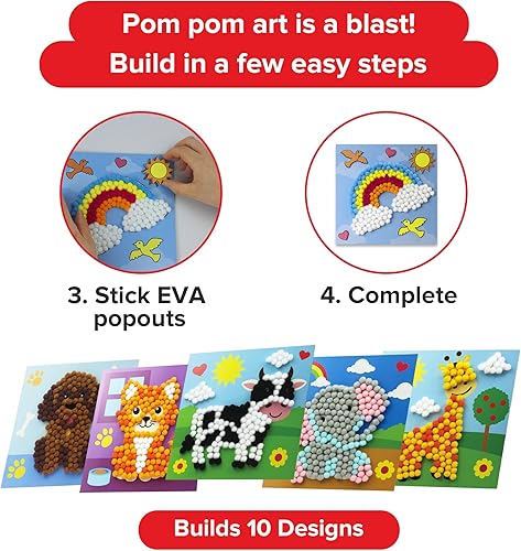 Vista 16 de Little Jupiter Arte de pompones de bricolaje, hace 3 piezas de arte, manualidades para niños y niñas de 3 a 5 años, manualidades para niños