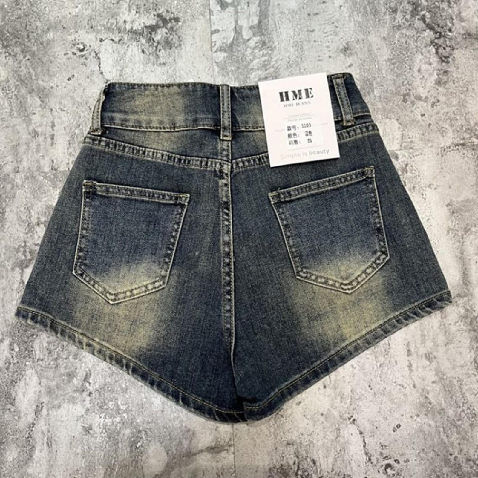 Shorts Jeans Donna Vintage 90s Denim Donne Streetwear Sexy Hip Wrap Estate Alta Vita Tasche Casual Caldo Short-Vintage Blue-m