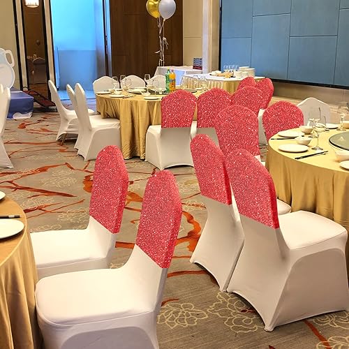 Miniatura 7 de ANMINY 10 fundas para respaldo de silla, fundas elásticas de elastano, decorativas, brillantes, para banquetes, bodas, fiestas, ceremonias,