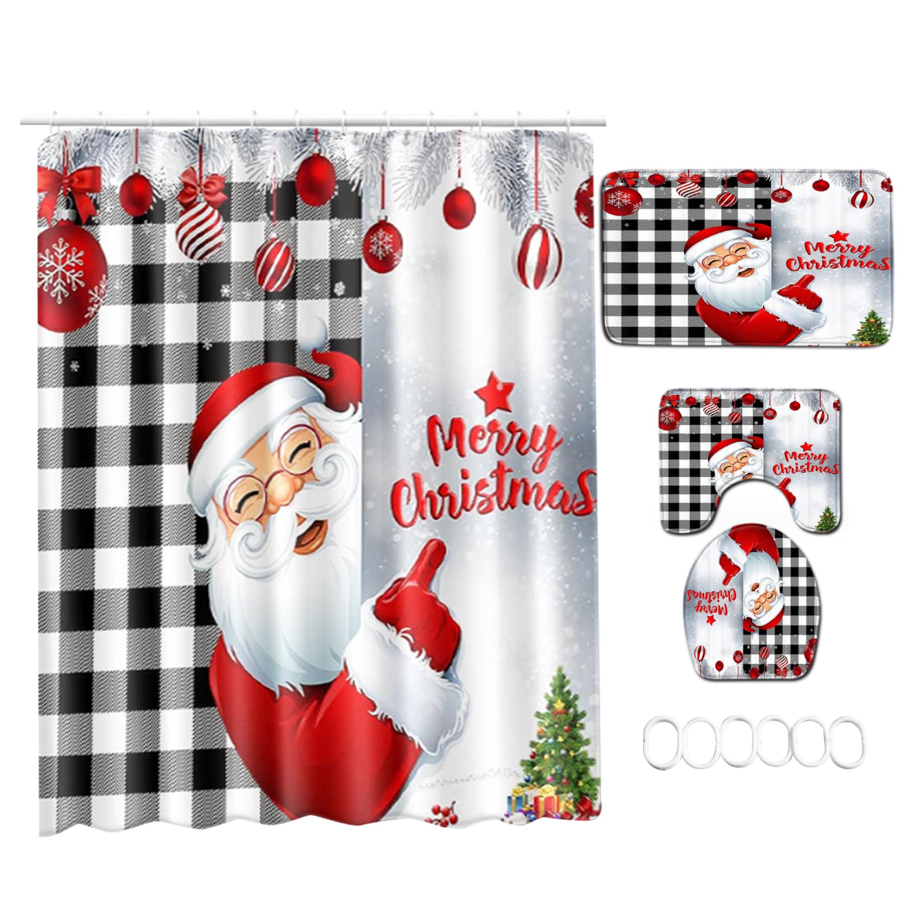 Rideau de douche de Noël avec tapis de bain pour la magie des fêtes