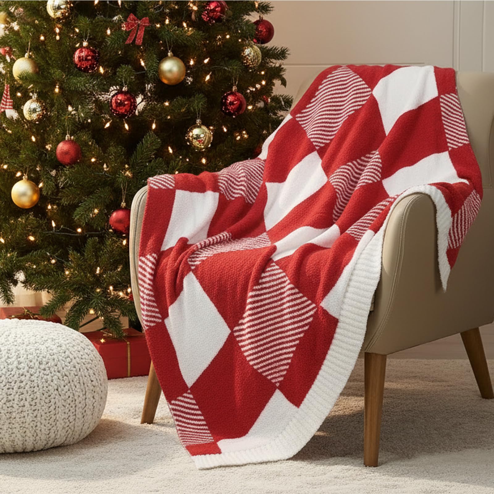 MACEVIA Valentines Day Blanket Red Blanket for Women Super Soft & Warm Red Valentines Throws for Her Wife Girlfriend Mom Sister (Checker Red White)