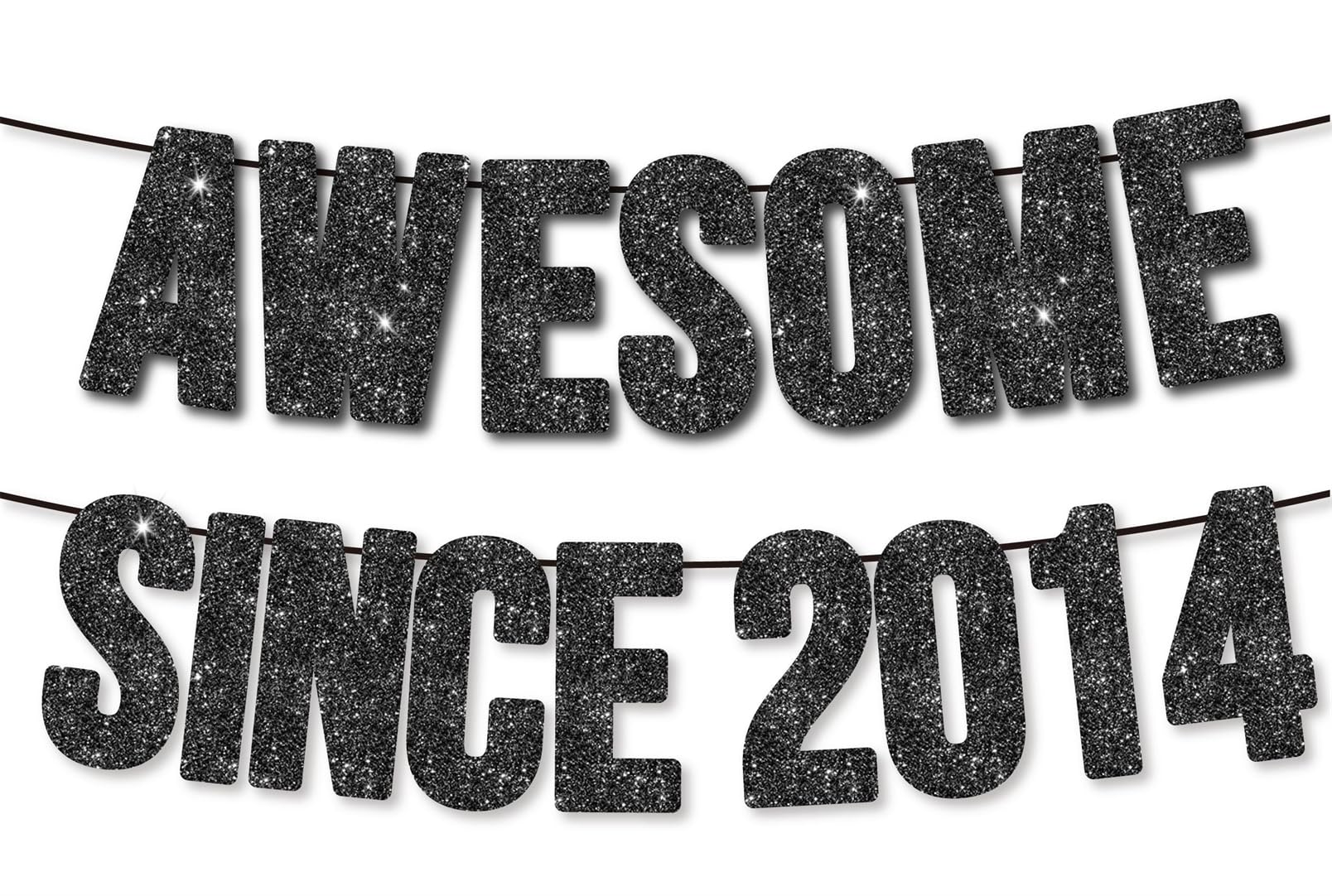 Awesome Since 2014 Banner for 11th Birthday Party Decoration,Happy 11th Boys Girls Birthday Party Banner,Handmade - Black