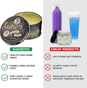 Suavecito Oil Based Pomade, Healthy Shine Long Lasting Hold, Medium Hold & Shine, Perfect For Any Hair Type, 3oz/85g