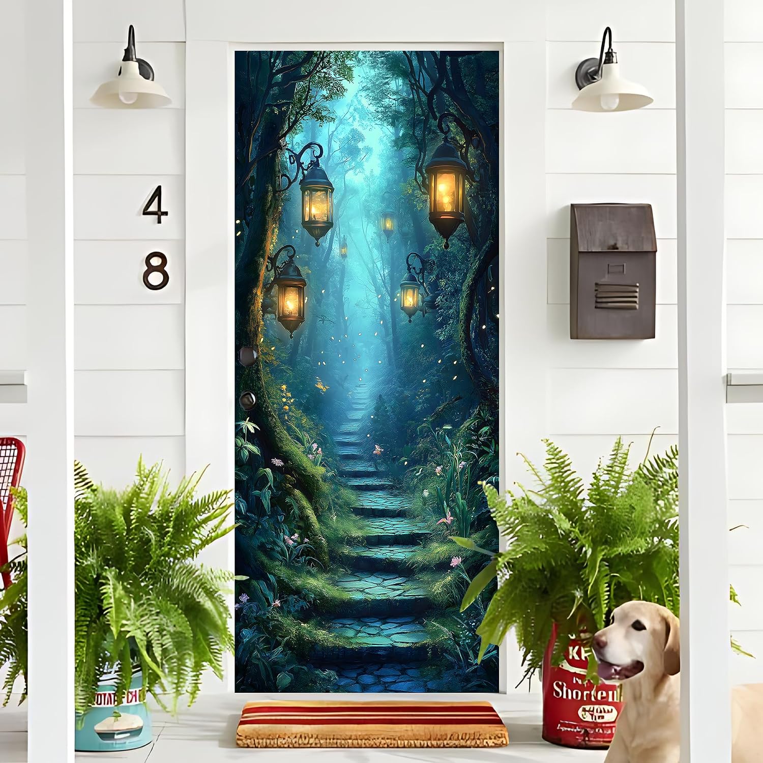 BVBOX 3D Door Stickers, Peel and Stick Vinyl Wallpaper ，Self-Adhesive Mural for Home Decor 30.3" W x 78.7" H (Forest Trail -1, 30.3" W x 78.7" H)