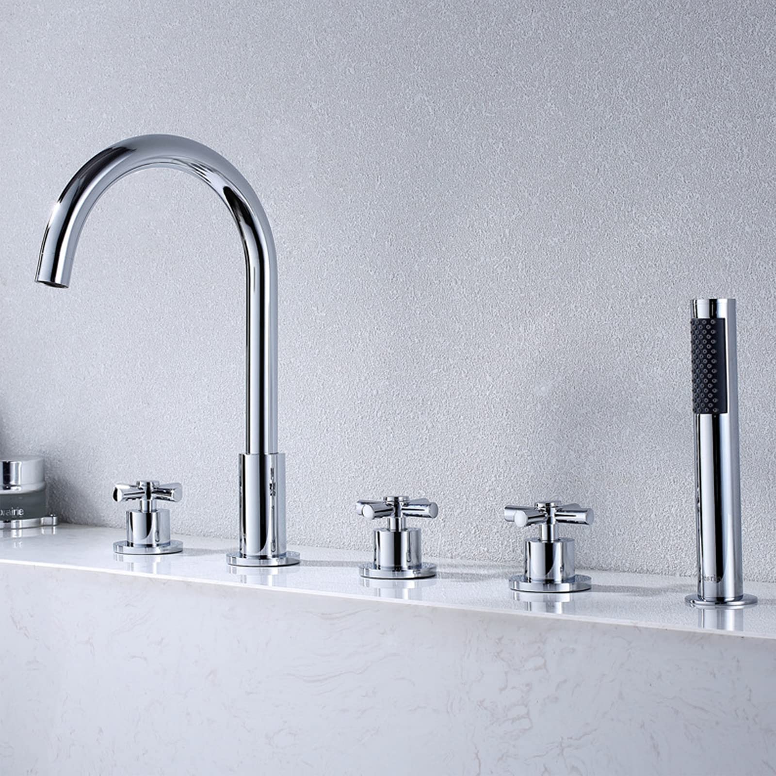 Robinet de Douche en Laiton Chic avec Poignée à Trois Croix pour Salle de Bain Haute Gamme