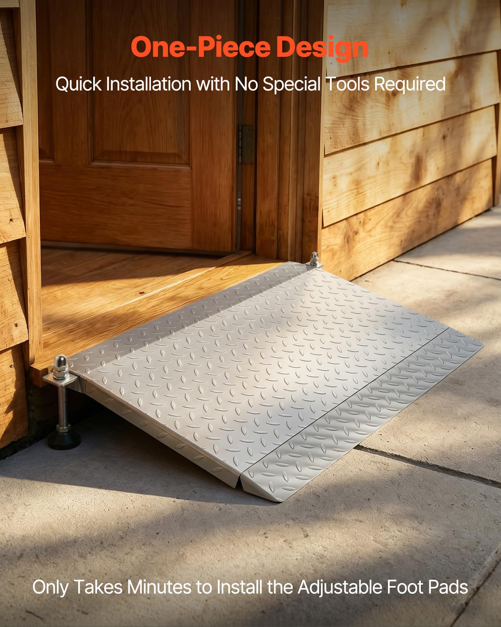 VEVOR Rampa para Silla de Ruedas de Acero al Carbono1080 x 590 mm, Rampa de Umbral Antideslizante, Plataforma Capacidad de Carga 453,6 kg para Garajes, Carretillas, Puertas, Scooters y Escalones