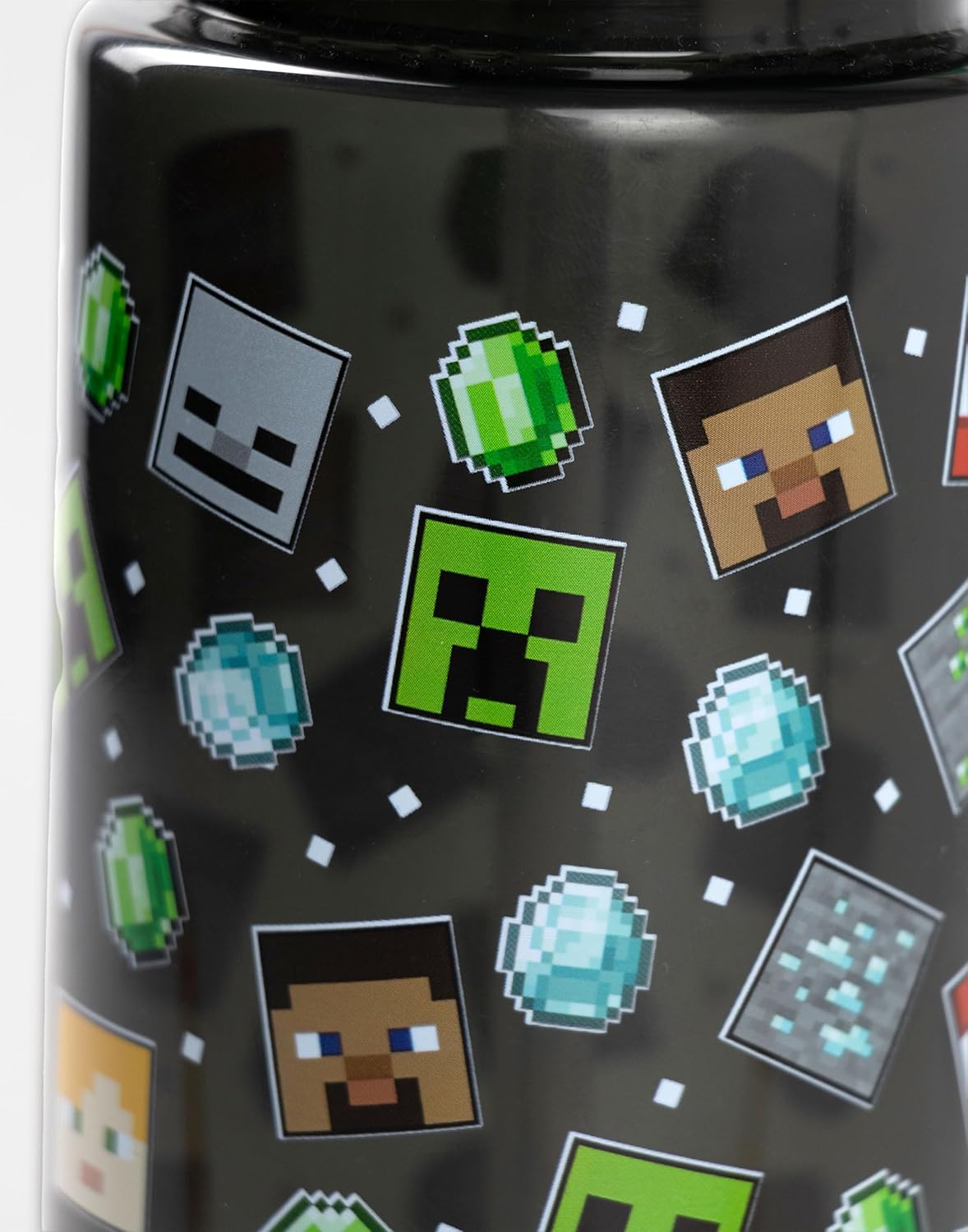 Minecraft Creeper 750ml Straw Water Bottle | Black with Green Lid | Flip-Top Hydration Bottle with TNT Graphic Print - Image 5