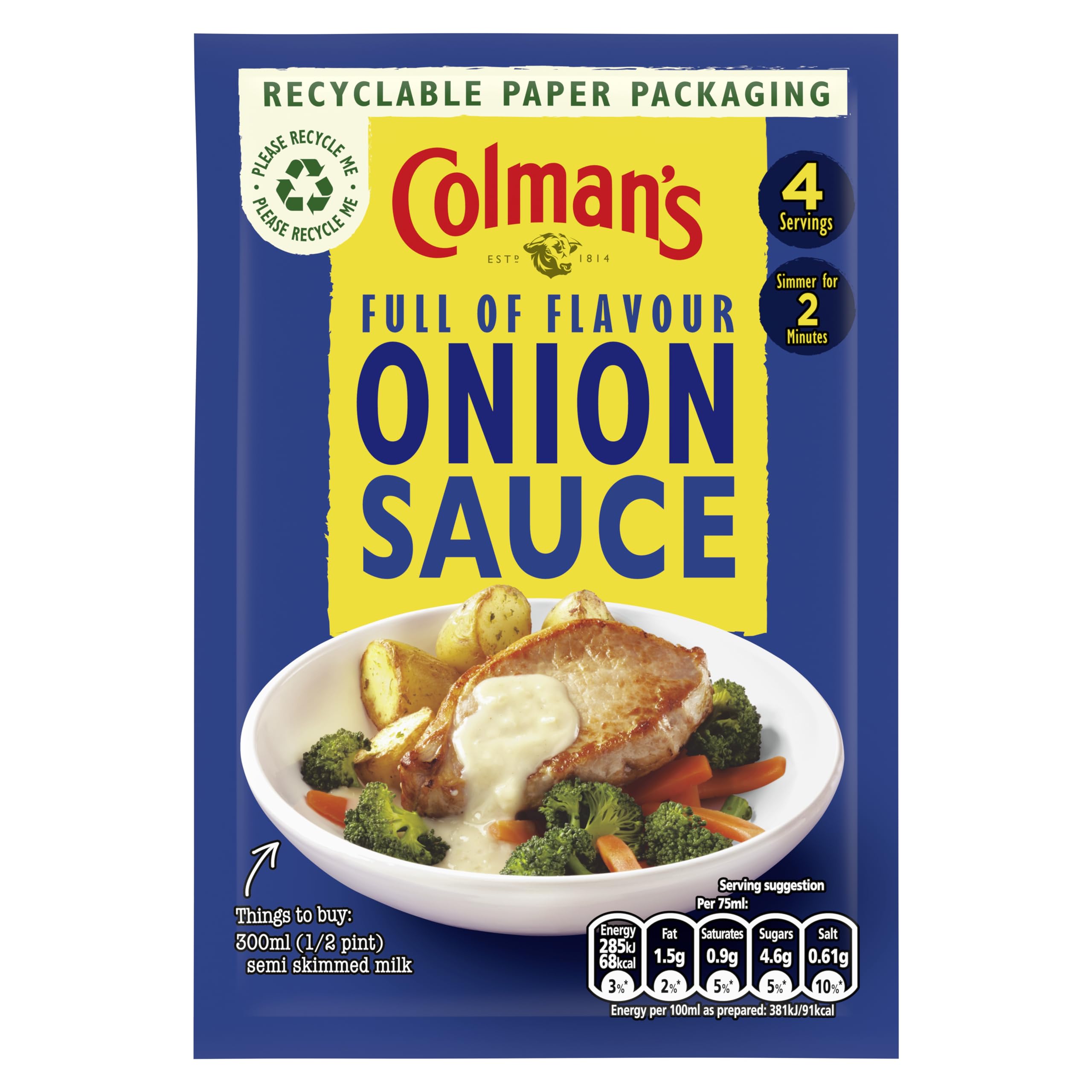 Colman's Onion Sauce Mix quick to prepare sauce mix with a blend of herbs and spices 35 g