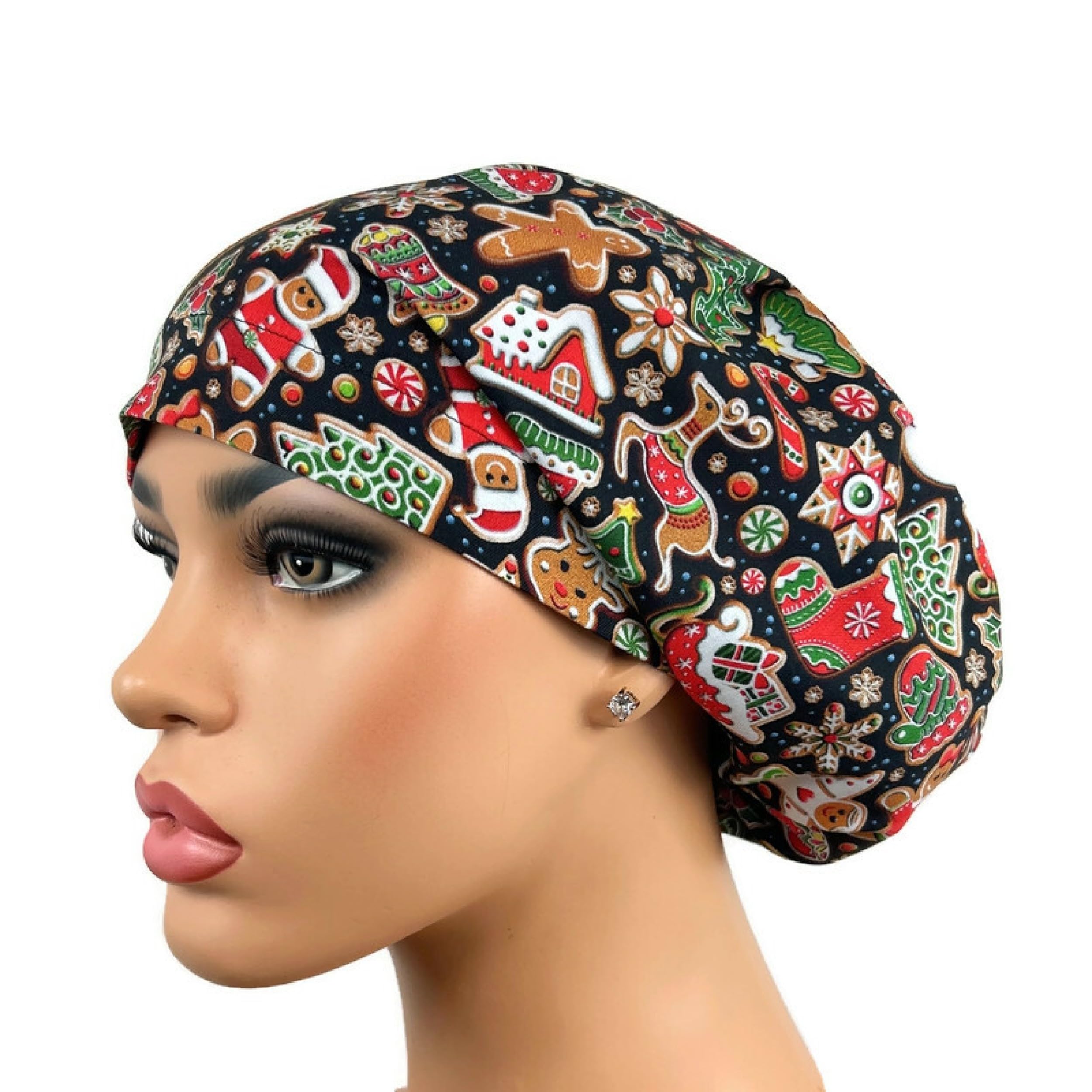 DK Scrub Hats Euro Scrub Hat Surgical Hat Healthcare Worker Christmas Themes Nurse Hat Gingerbread
