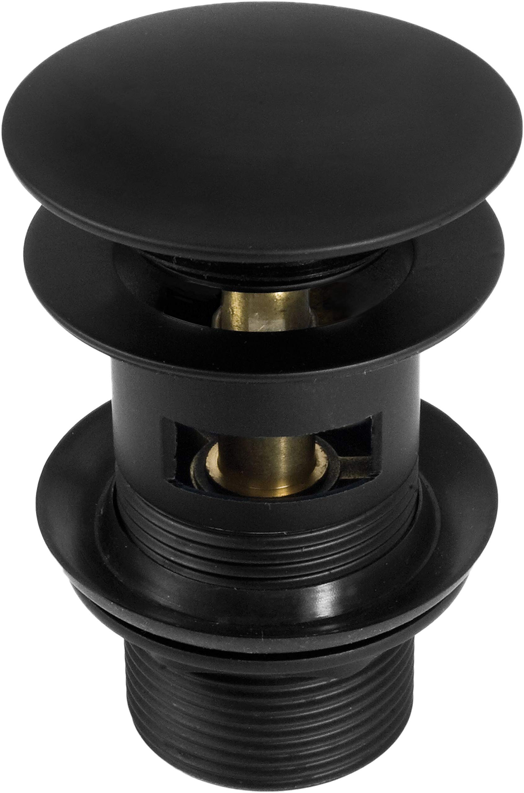DEANTE-Designer schwarzes Click-Clack - Push Ventil -Rundkorken mit Überlauf -Verbindungsgewinde 1 1/4 "-NHC B10B