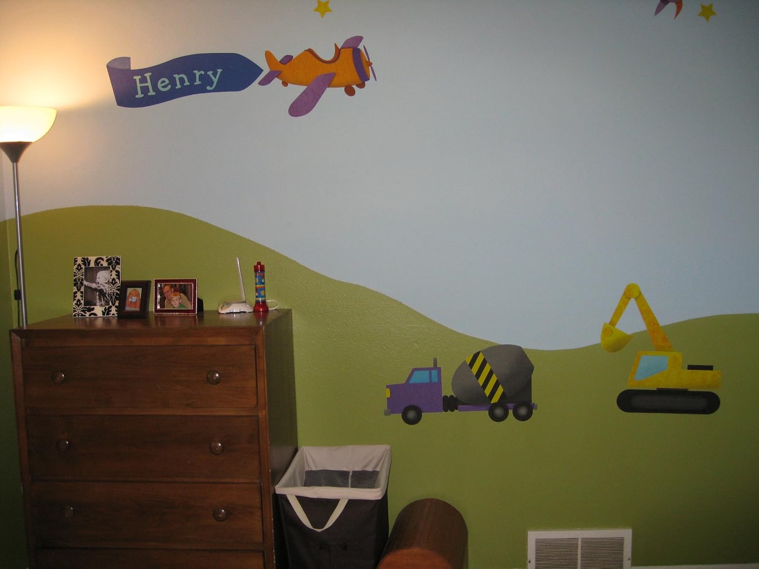 My Wonderful Walls Plane and Banner - Personalized Name Sticker Decal for Boys