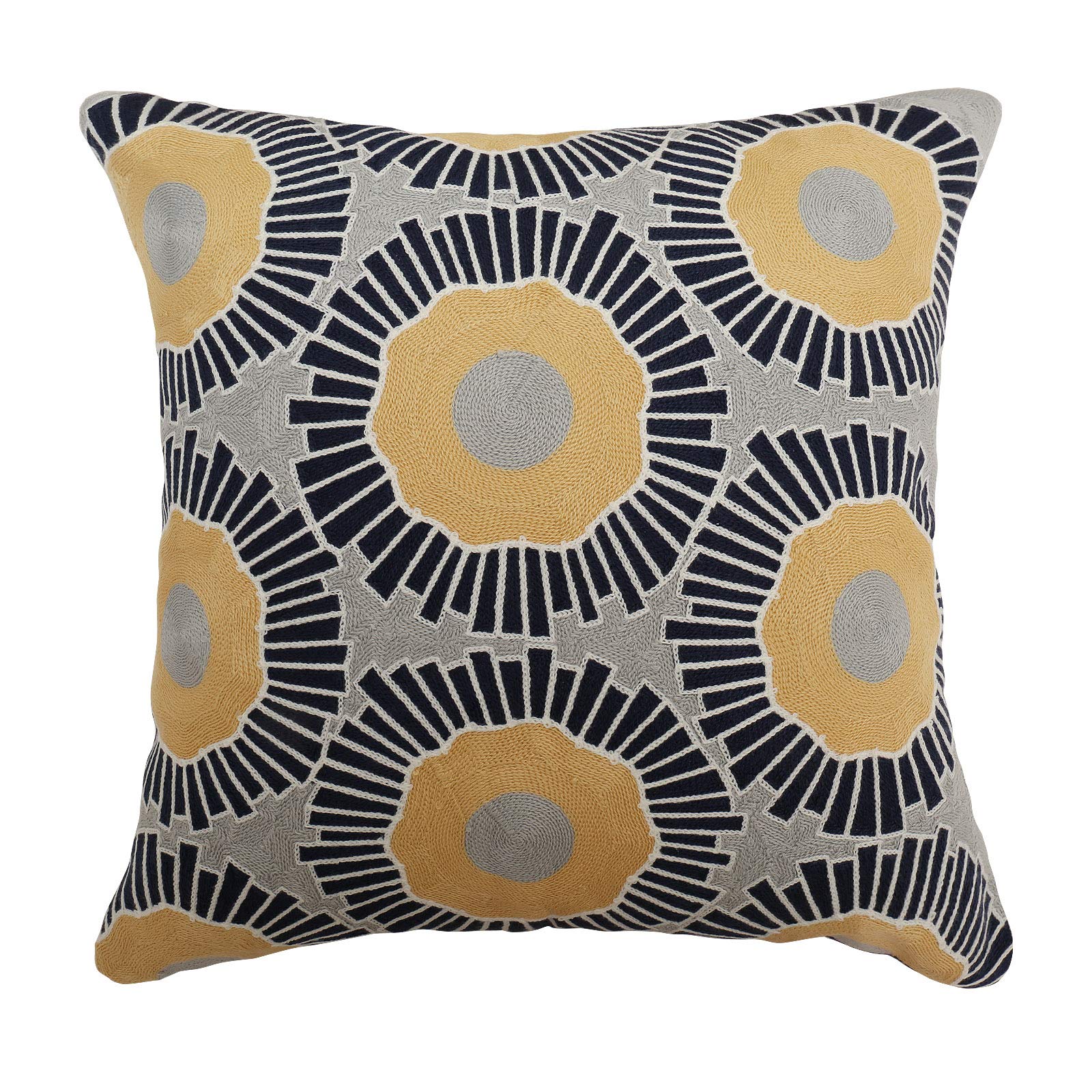 DAYIYANG Throw Pillow Covers Geometric Patterns Full-face Embroidery 18x18 Inch Soft Velvet Pillow Cases Modern Cushion Cover Square Pillowcase Decoration for Sofa Bed Chair Car Set of 1