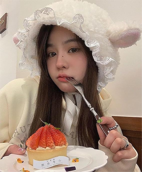 Amazon | [ZYOOFOV] ハット レディース キャップ 帽 羊耳 ニット 毛糸