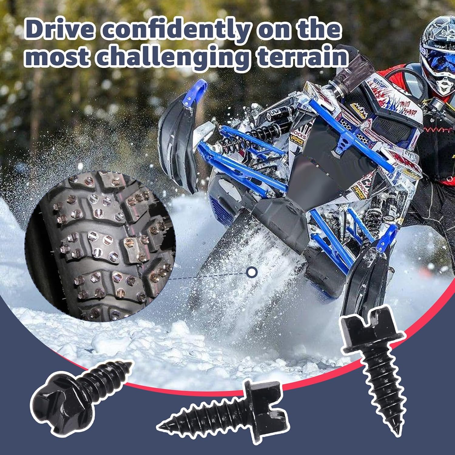 Traction Screws 300 Pack (#8) 1/2" - Winter Ice & Snow Tire Heavy Duty Studs Spikes for Racing Dirt Bikes, ATVs, Motorcycles, and Snowmobiles Tracks