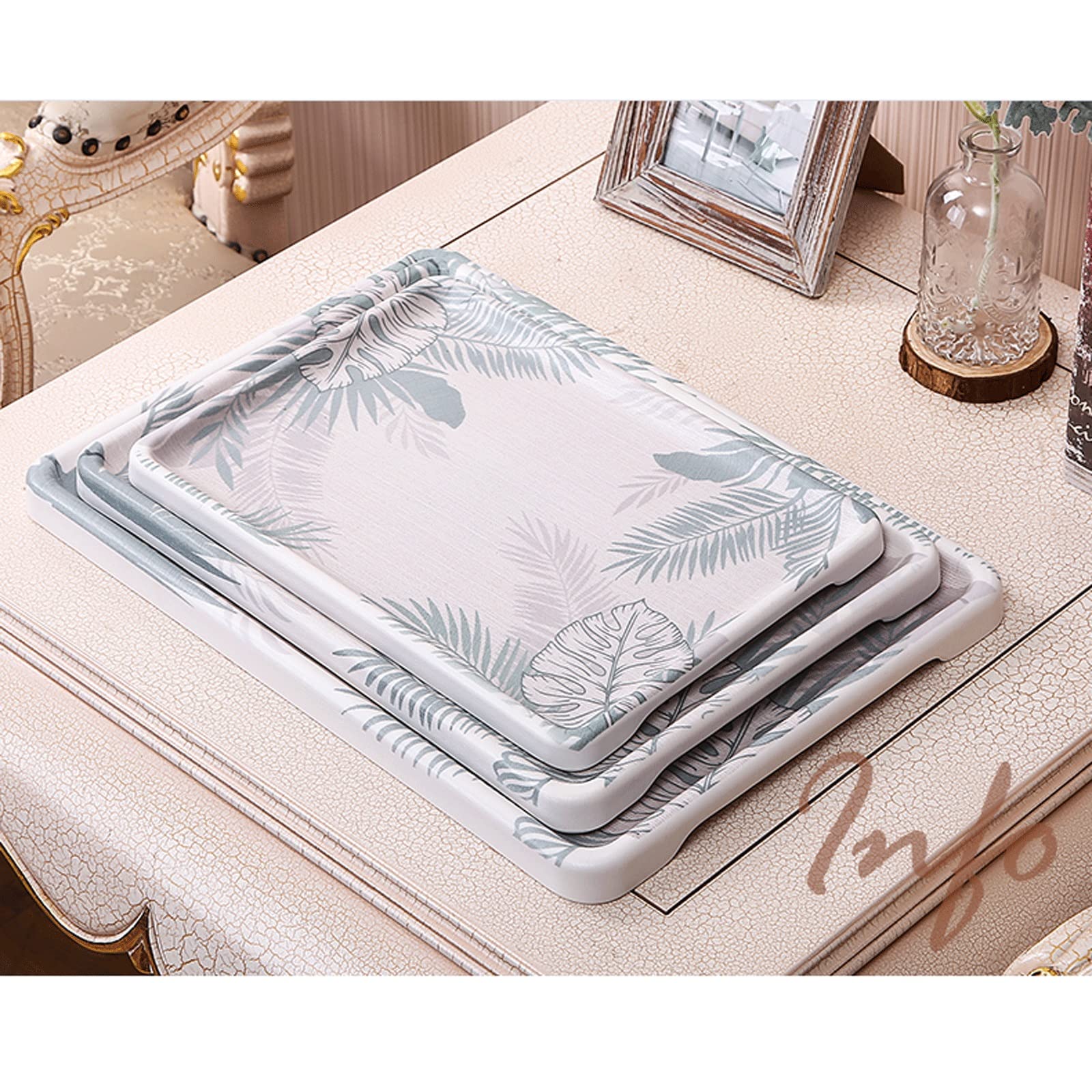 Plateau，Plateau de Service Plateau de Service Plateau Plateau rectangulaire avec Plateau à Motifs Floraux pour Café, Thé, Petit Déjeuner
