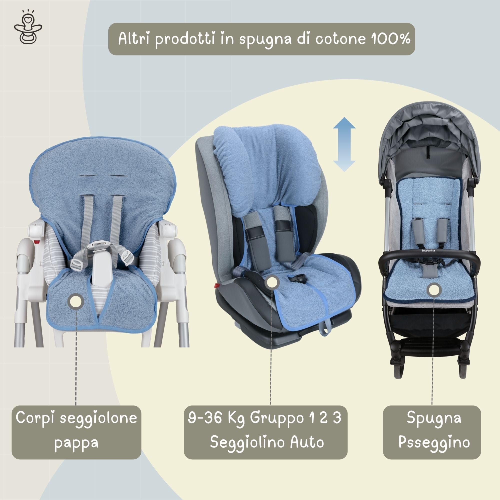 Babysanity® Morbido Copri Seggiolino Auto Universale 0/18 In Doppia Spugna Di Cotone 100% Copri Seduta Lavabile Con Passaggio Cinghie -Made In Italy- (Rosa)