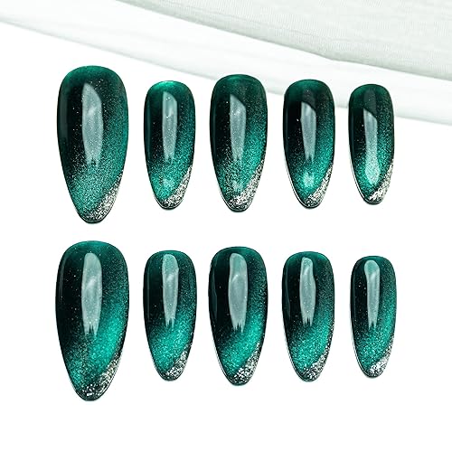 Miniatura 26 de Sun&Beam Nails Uñas a presión hechas a mano, medianas y largas, almendra, ovalada, azul, blanco, concha, punta falsa, diseño 3D, encantos lindos