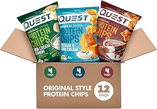 Quest Nutrition Paquete variado de chips de proteínas, (BBQ, crema agria y cebolla, alta proteína, baja en carbohidratos, 1.1 onzas (paquete de 12)