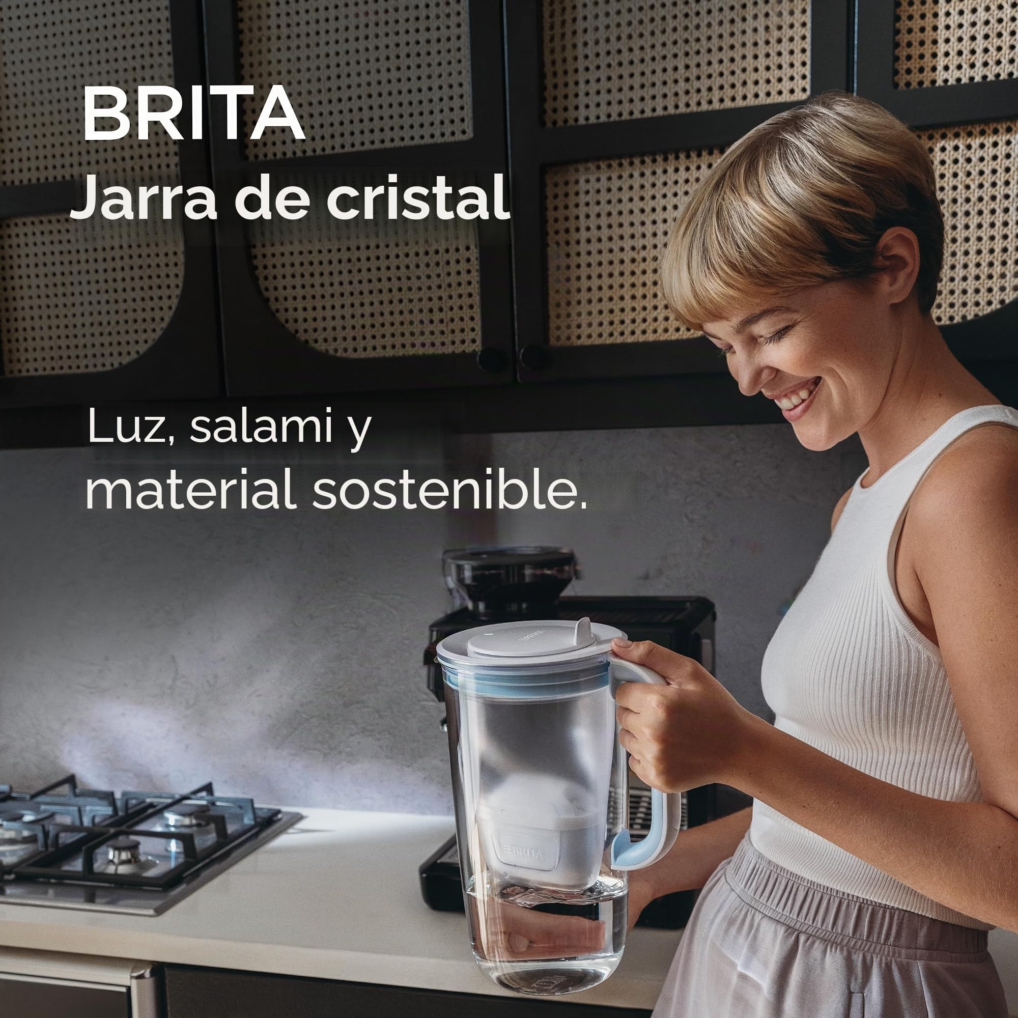 BRITA Jarra de agua de cristal, 1 filtro Maxtra Pro All-In-1, azul claro, 2,5 L