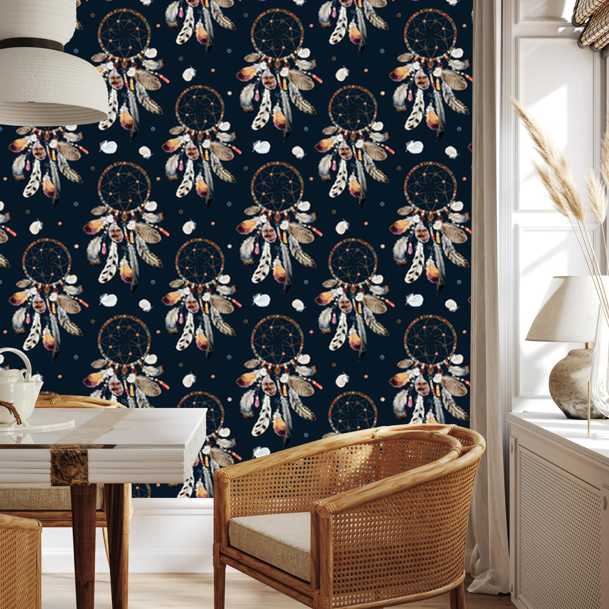 Vliestapete Traumfänger im Boho-Stil 50 x 1000 cm | Ausdrucksstarke Bildgestaltung; Charaktervoller Raumschmuck; Harmonische Akzentfläche; Kleister im Set