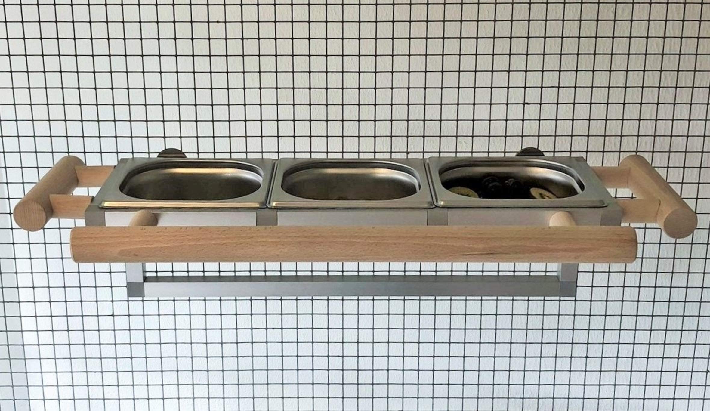 Papageien Spielzeug Freisitz Vögel Futternapf Futterbar, Futterschale Edelstahl *ZINKFREI*