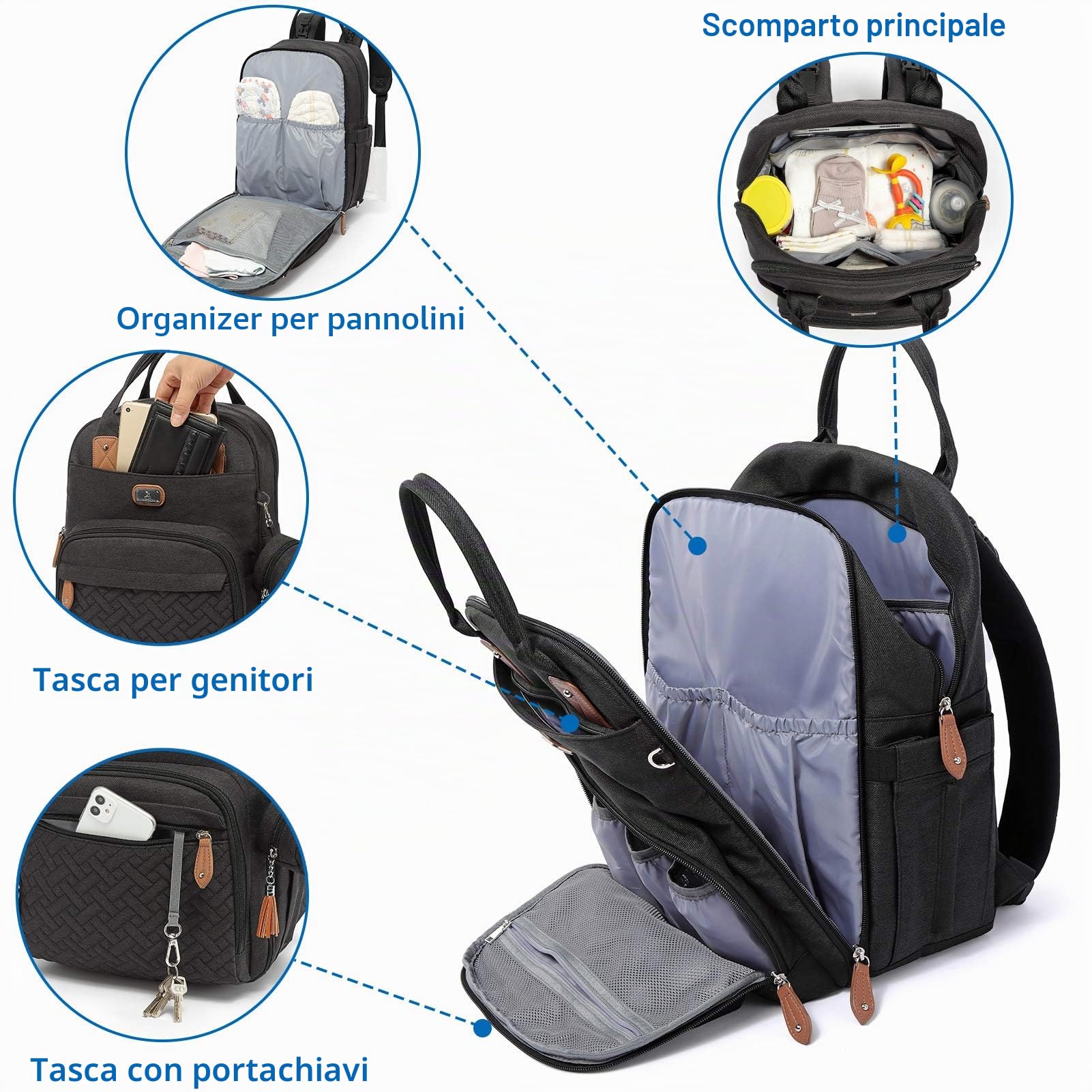 Borsa fasciatoio grande multifunzione Zaini bebè