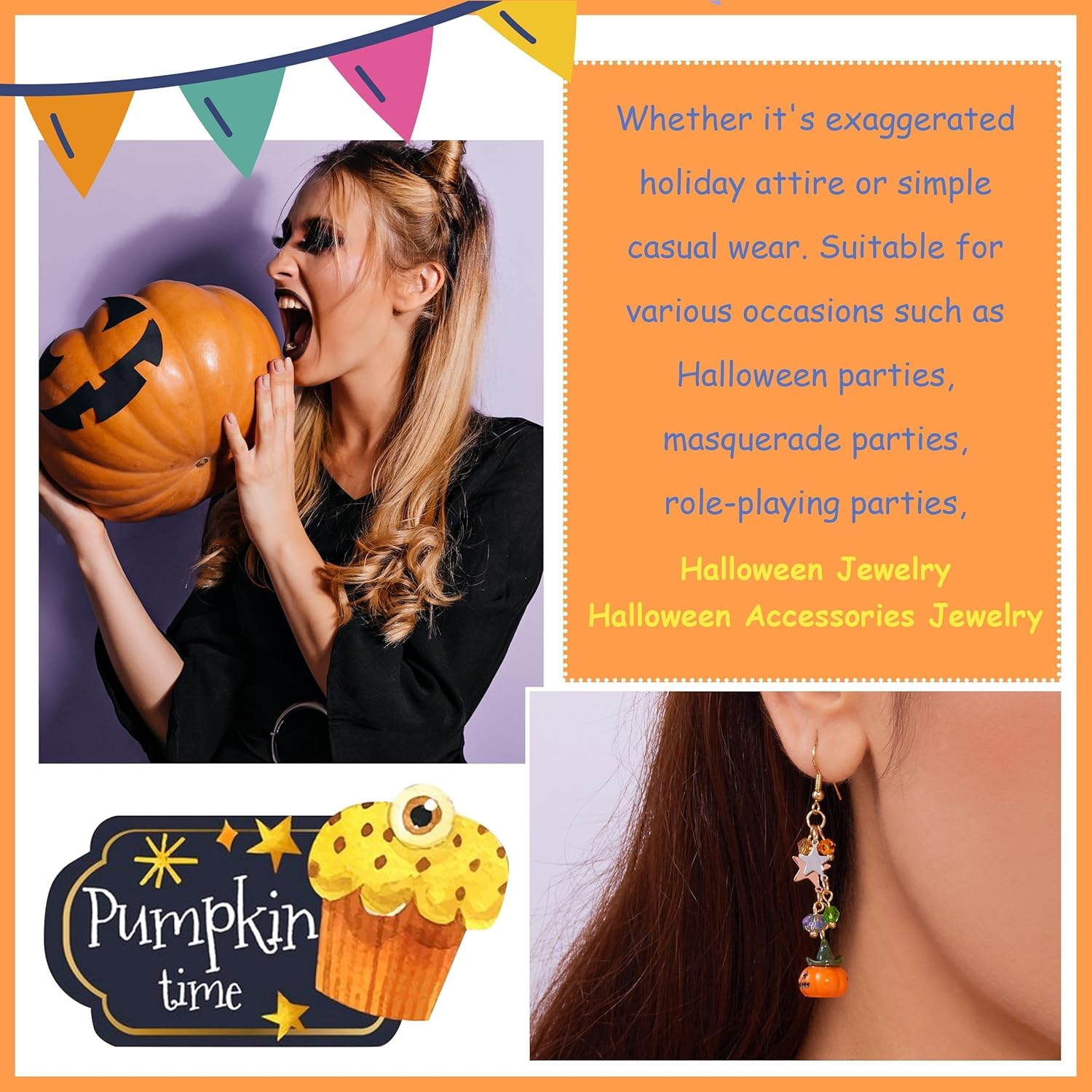 Ghost Earrings for Women Halloween Earrings Dangle Cute Pumpkin Drop Earring Bow Acrylic Stud Dainty Statement Earring Jewelry Gifts Halloween Costumes Accessories - Image 5