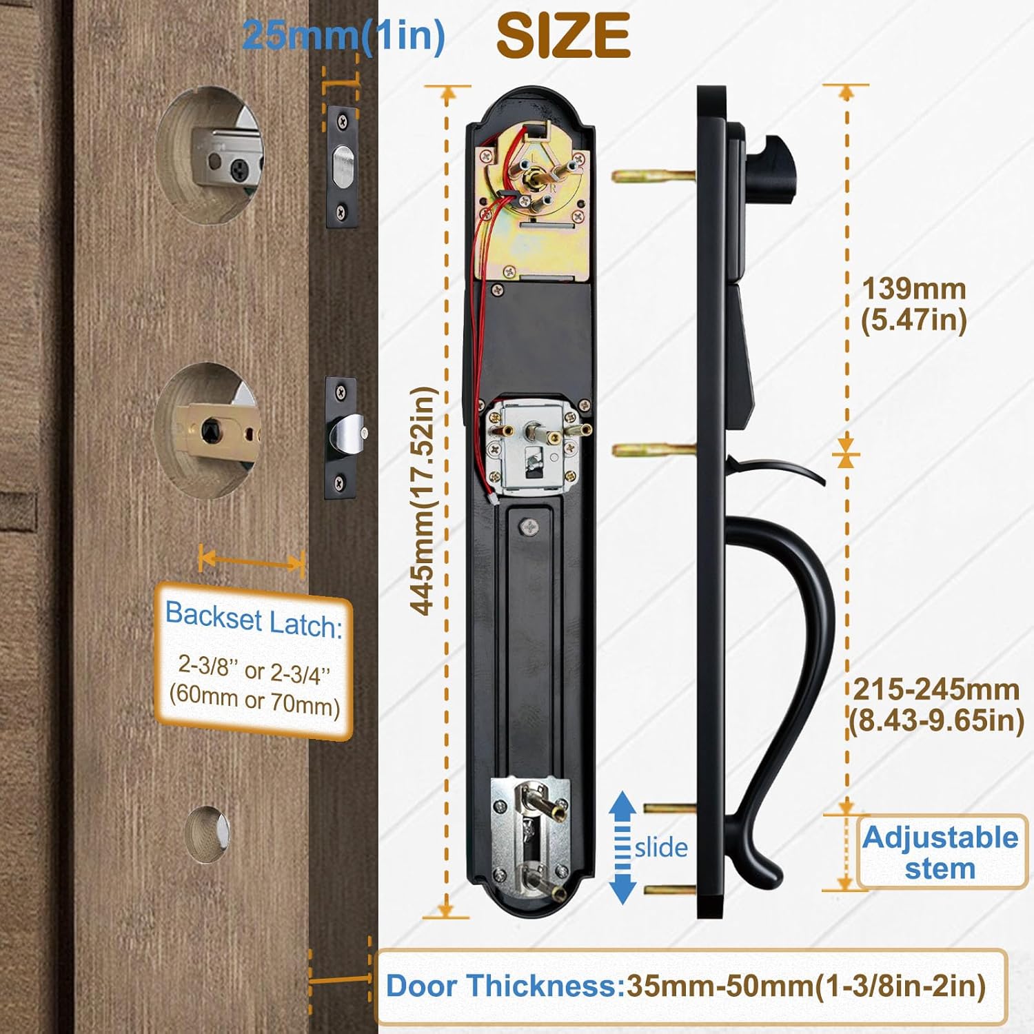 Keyless Entry Door Lock with Handle Set, Electronic Smart Exterior Door Handleset with Keypad, Left Hand