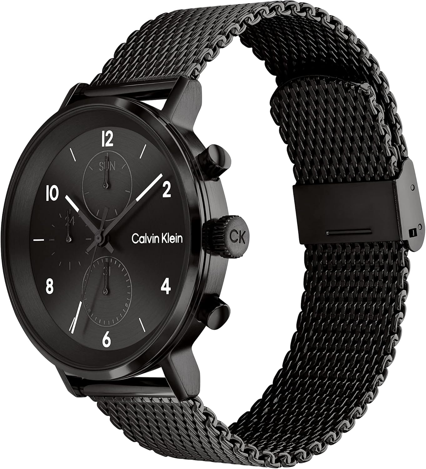 Calvin Klein Orologio Analogico Multifunzione al Quarzo da Uomo con Cinturino in Maglia Metallica in Acciaio Inossidabile Nero - 25200108 Calvin Klein Orologio Analogico Multifunzione al Quarzo da Uomo con Cinturino in Maglia Metallica in Acciaio Inossidabile Nero - 25200108
