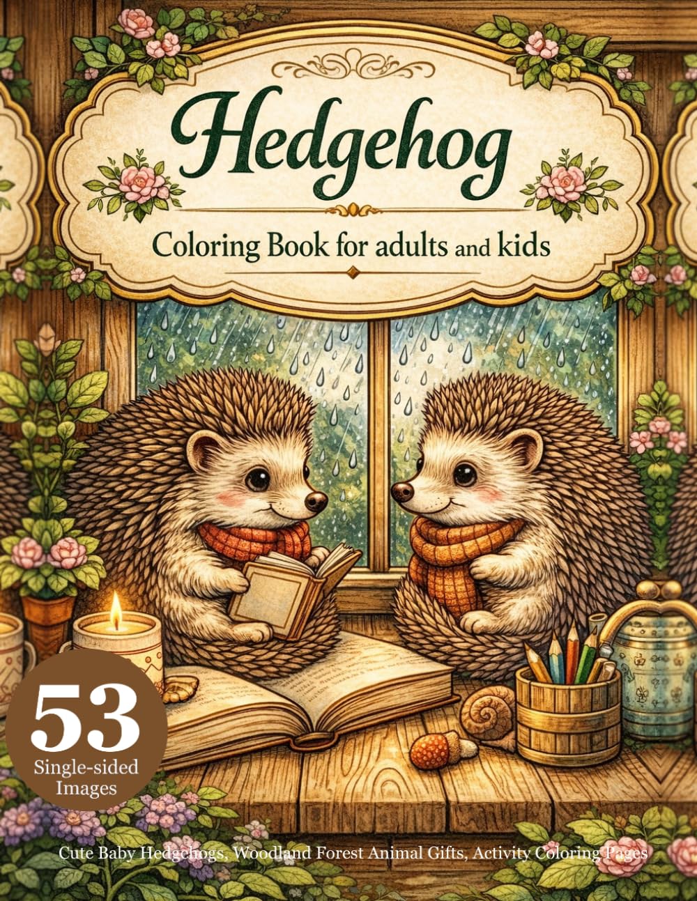 Hedgehog Coloring Book for Adults and Kids: Cute Baby Hedgehogs, Woodland Forest Animal Gifts, Activity Coloring Pages