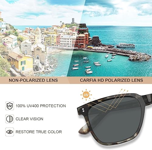 Miniatura 4 de Carfia Chic - Lentes de sol polarizados para mujer, protección UV400, marco de acetato pulido a mano