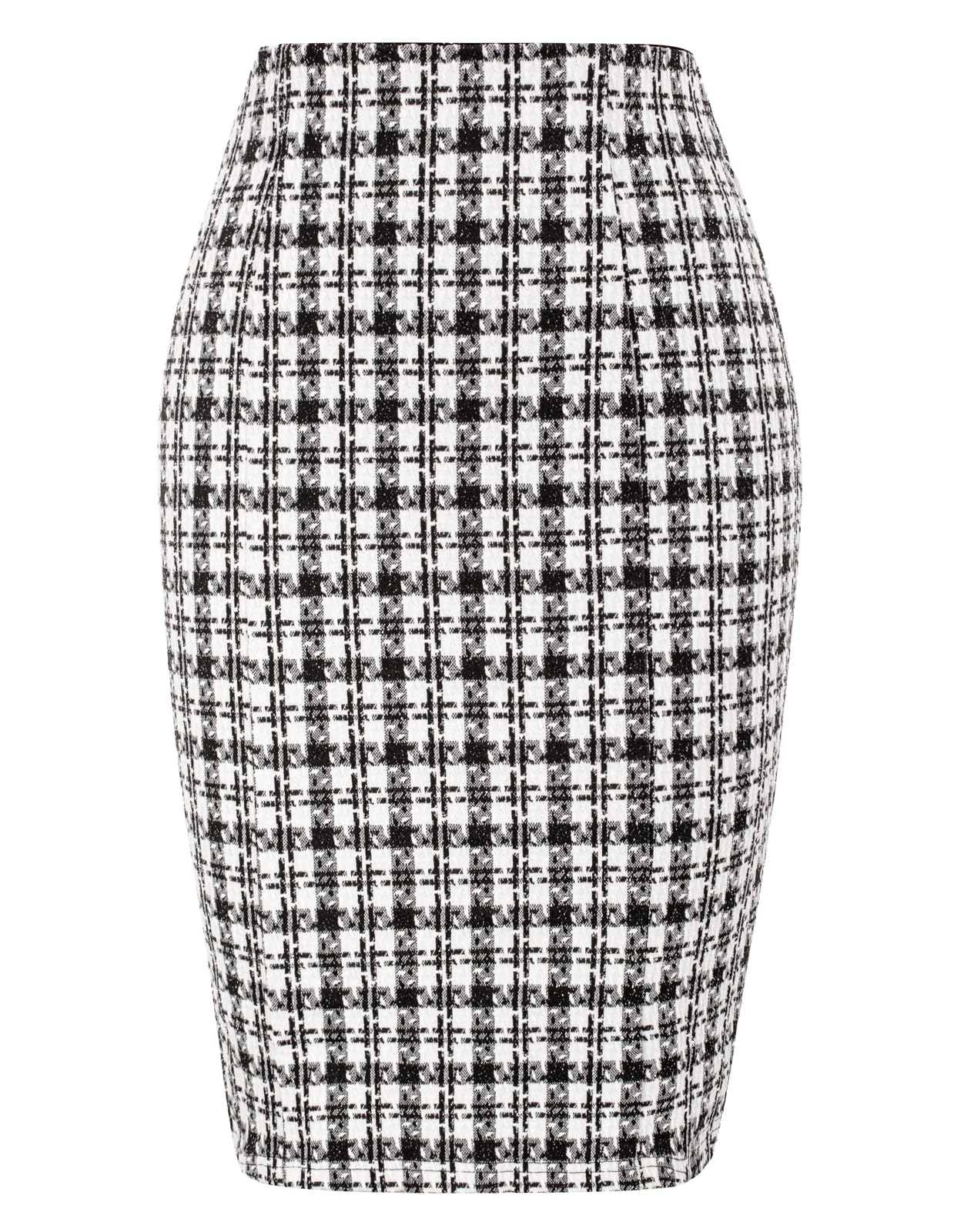 Kate Kasin Womens Knee Length Elastic Waist Stretchy Bodycon Business Tweed Pencil Skirt