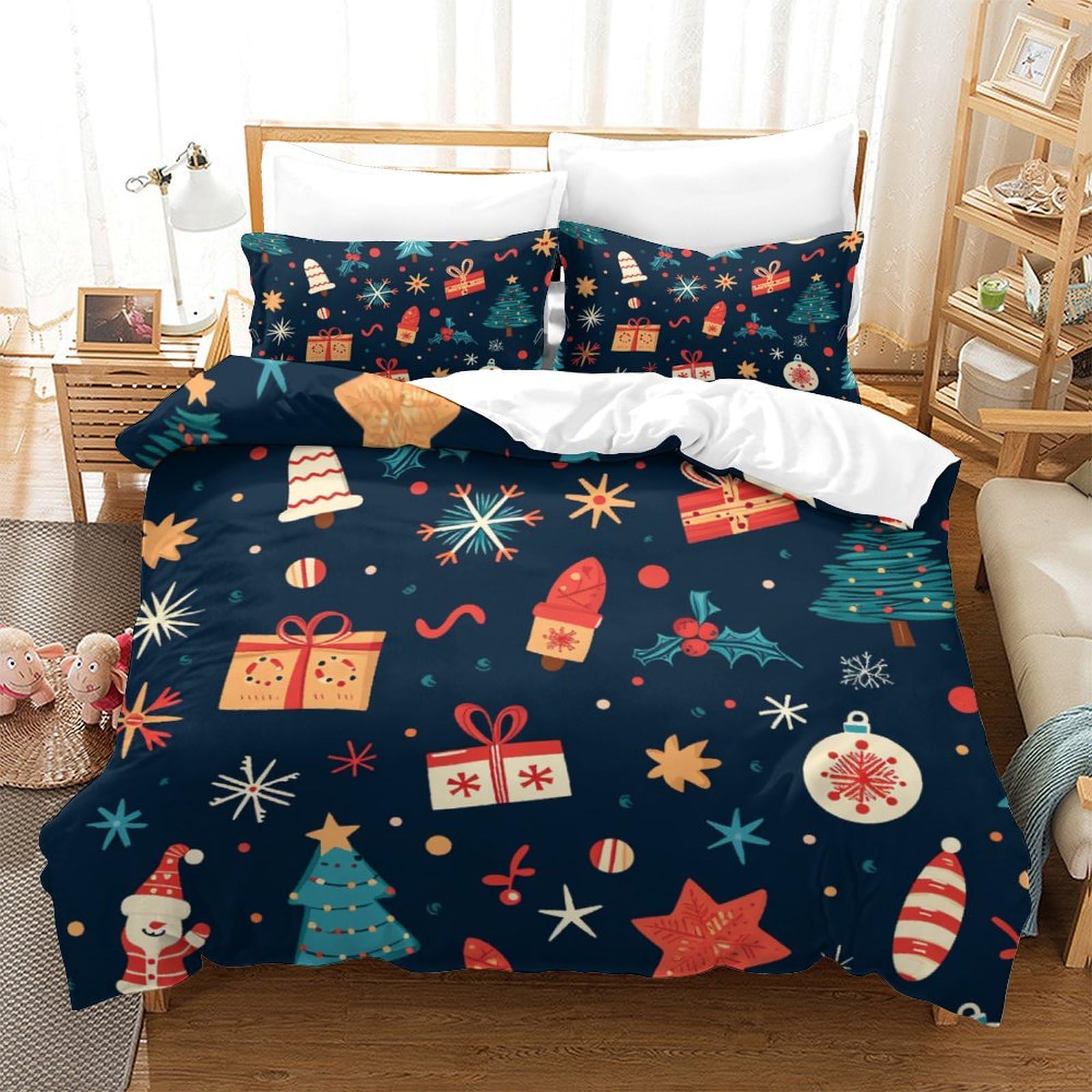 Housse de couette Noël 3D 3 pièces à offrir pour lit King d'adolescent