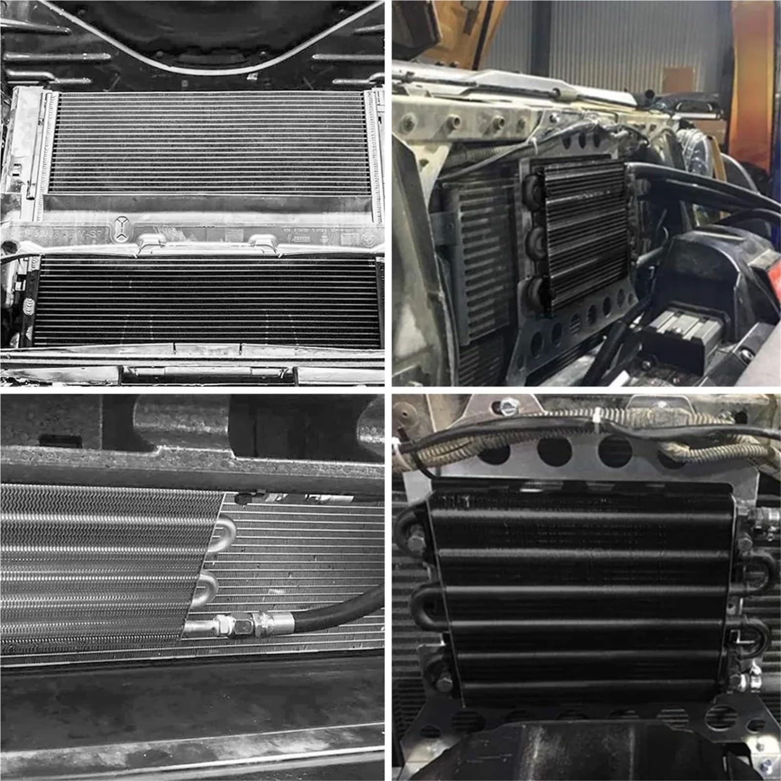 Uniwersalny Aluminiowy Zestaw Chłodnicy Oleju 4-rzędowy, 6-rzędowy, 8-rzędowy, Ze Zdalną Skrzynią Biegów, Automatyczną Skrzynią Biegów, Ręczną ręczny przetwornik chłodnicy(Black 6 Rows)