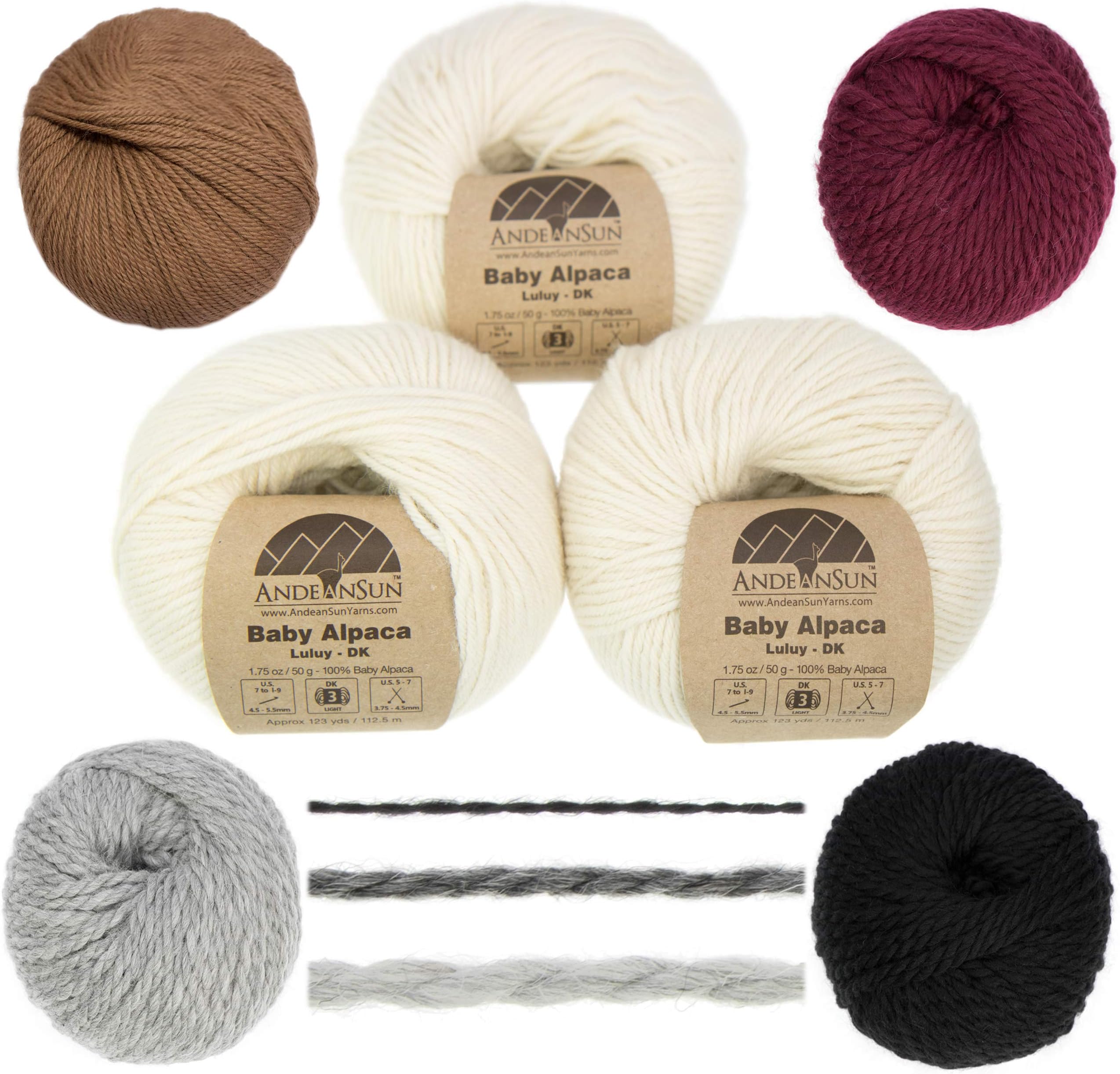 (Set of 3) 100% Baby Alpaca Yarn DK #3 (150 Grams Total) Luxuriously Cozy and Caring Soft to Enjoy Knitting, Crocheting and Weaving - Gorgeous Twist and Stitch Definition (Ivory)