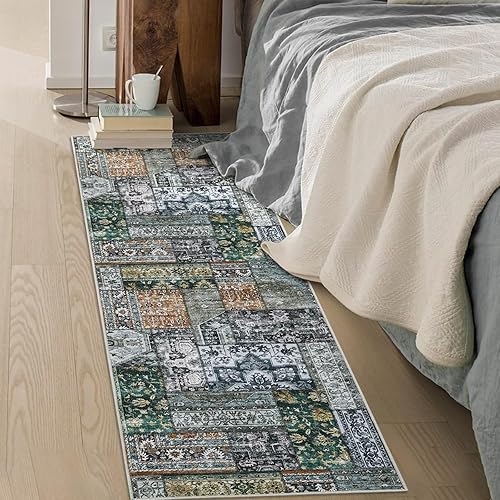 Miniatura 7 de IMINROME Alfombra lavable de 2 x 6 pulgadas, vintage, para pasillo, cocina, antideslizante, para dormitorio, lavandería, plegable, delgada, alfombra
