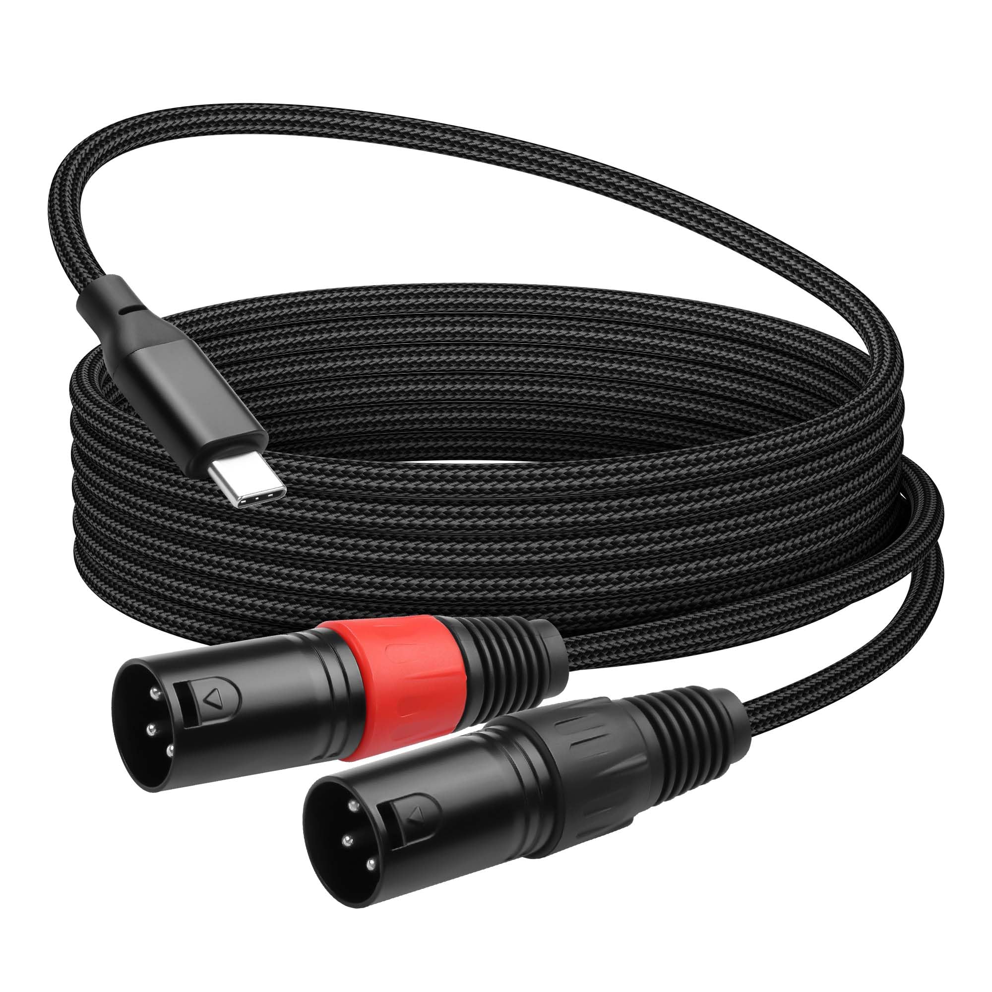 Cable tipo C a 2 XLR macho para reproducir música del móvil en amplificador 8