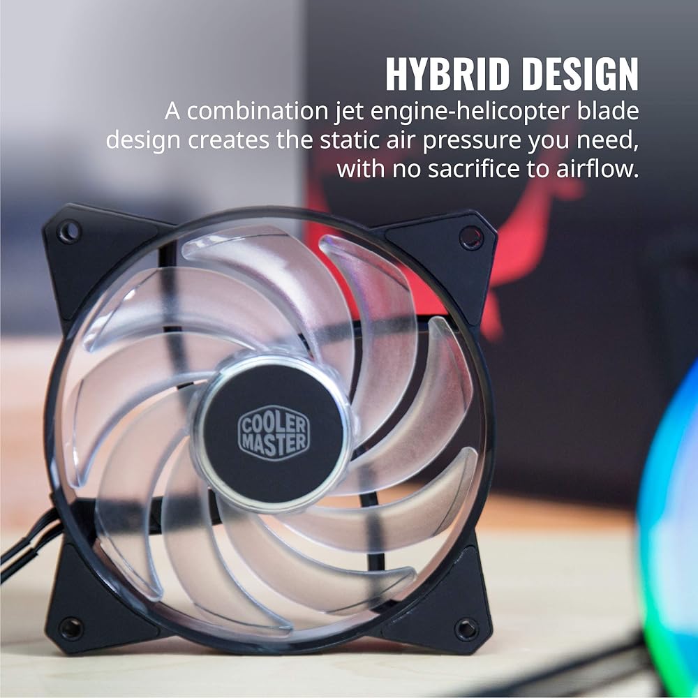 Cooler Master MasterFan MF120R ARGB 120mm 3 Pack Fan with Independently-Controlled ARGB LEDs, Absorbing Rubber Pads, Controller, PWM Control for Computer Case, CPU Liquid & Air Cooler thumbnail 3