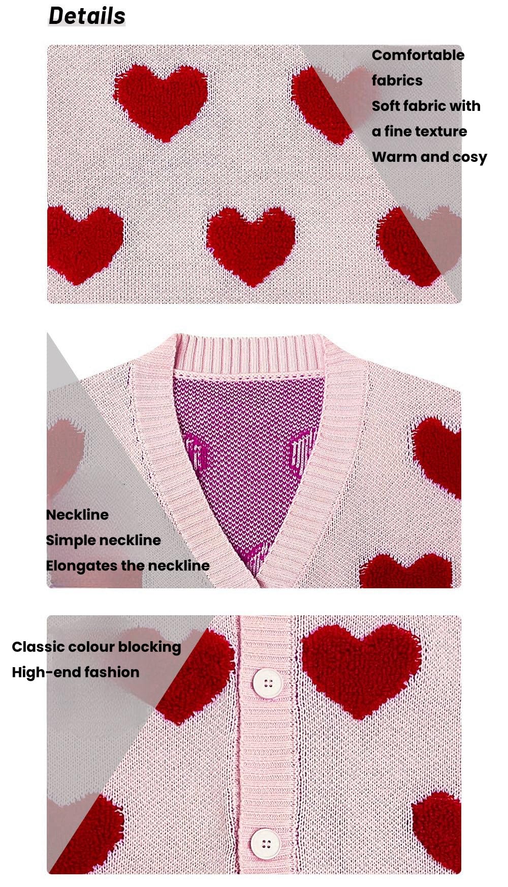 Chaqueta Punto Mujer Cárdigan De Corazón para Mujer Jersey De Punto De Manga Larga con Cuello En V para Mujer Cárdigan Festivo De Largo Medio con Botones Abiertos En La Parte Delantera para Mujer