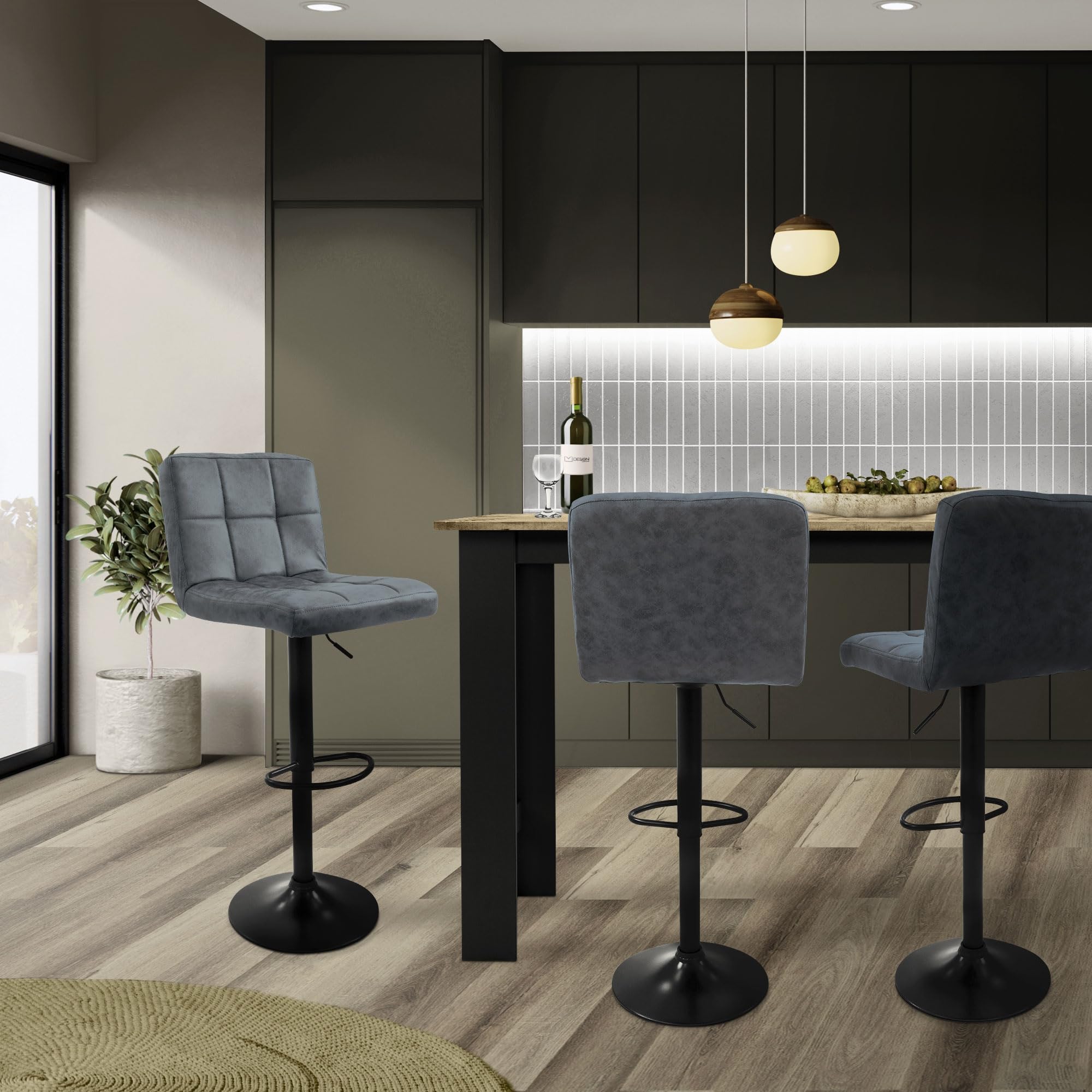 ML Design Barkrukken Set Van 4 Benzine 75 Cm Stoffen Bekleding Comfortabele Barstoelen Met Metalen Frame Ergonomische Keukenkrukken Rugleuning En Voetsteun Hoge Zitkrukken Voor Bar Keuken 3202430176