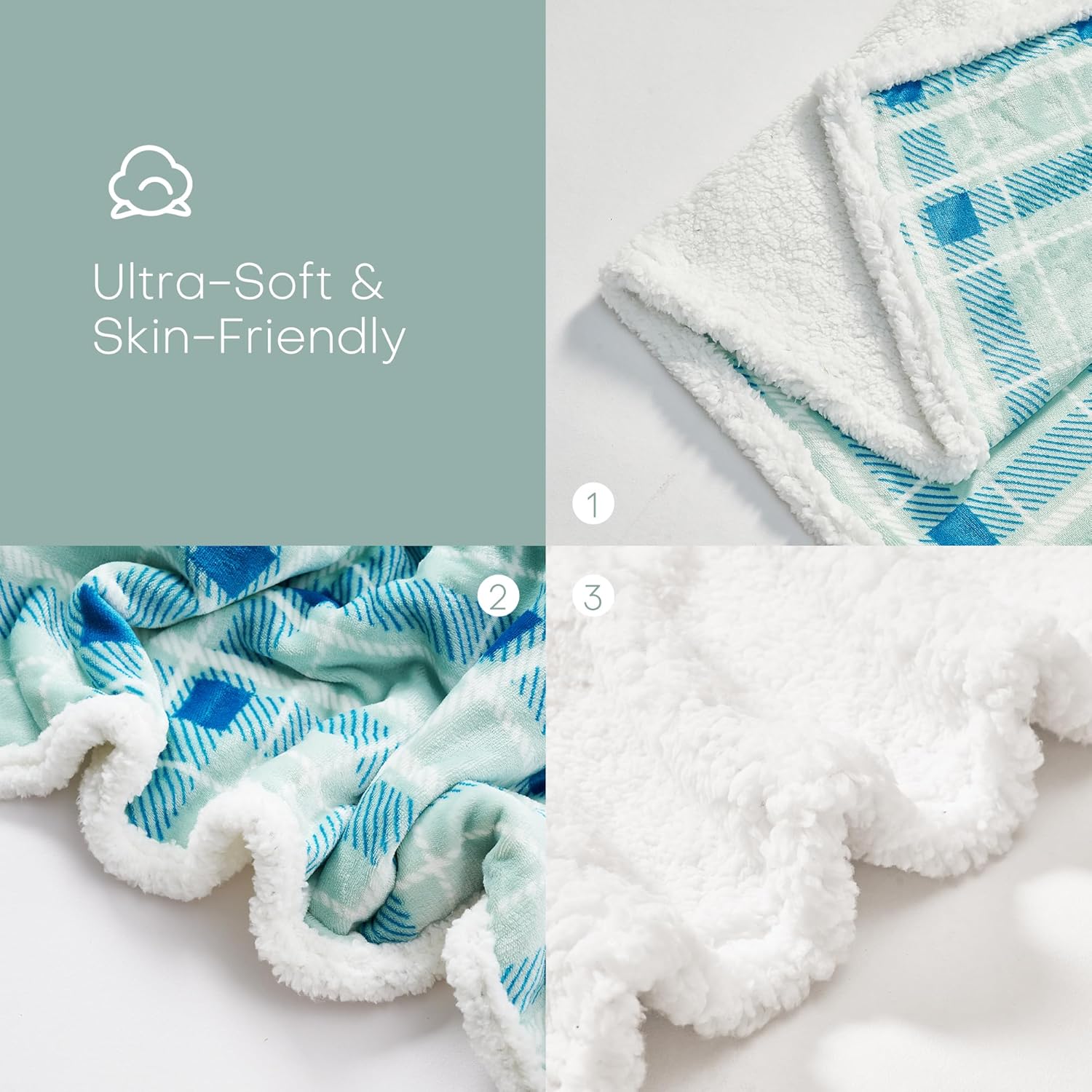 Electric Heated Blanket Full Size 72"x84" - Microplush & Sherpa Fabric Dual-Sided, 9 Heat Settings & 1-10 Hours Auto Off , Cozy Warming Throw for Home, Office, or Bed, Machine Washable，Mint Green - Image 2